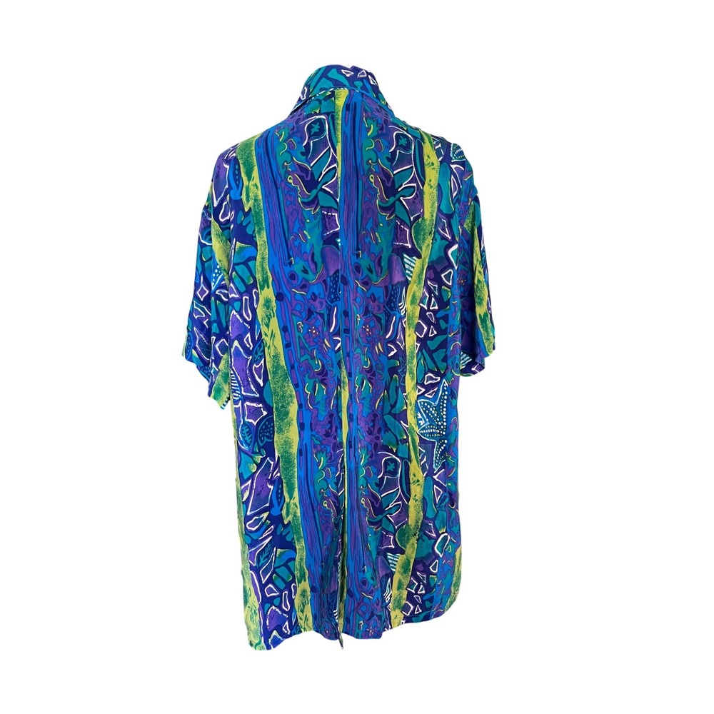 Casual Corner Vintage 90s 100% Silk Oversized Lagenlook Art to Wear Shirt M - Picture 3 of 7